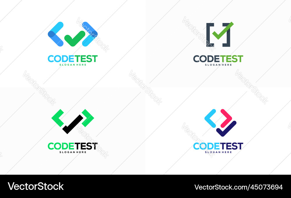 Set of code tester logo template design concept Set of code tester logo template design concept vector image