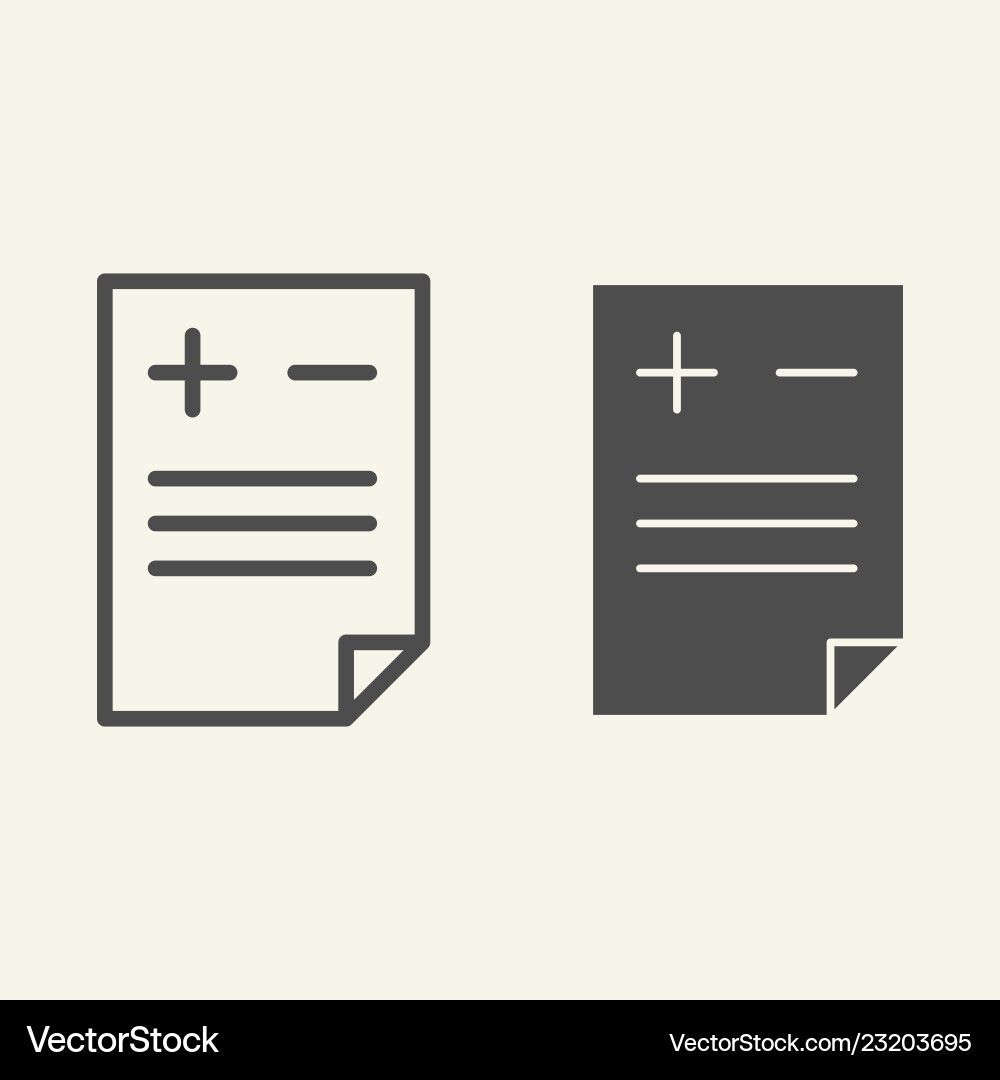 Add or delete document line and glyph icon file Add or delete document line and glyph icon file vector image