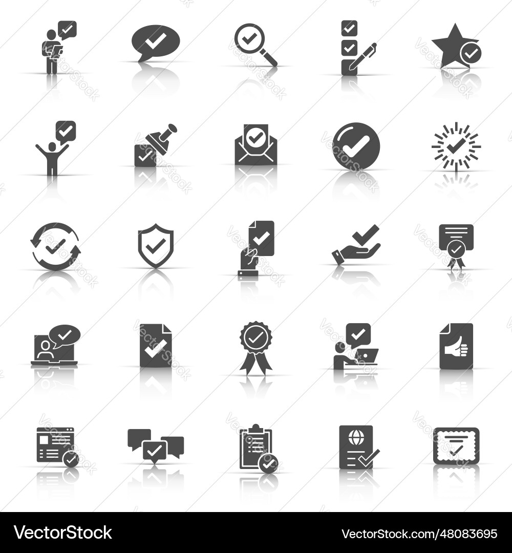Approve icon set in flat style check mark Vector Image