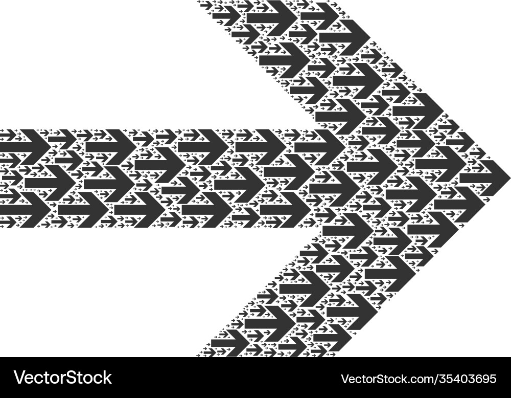 Arrow right recursion collage itself items Arrow right recursion collage itself items Vector Image