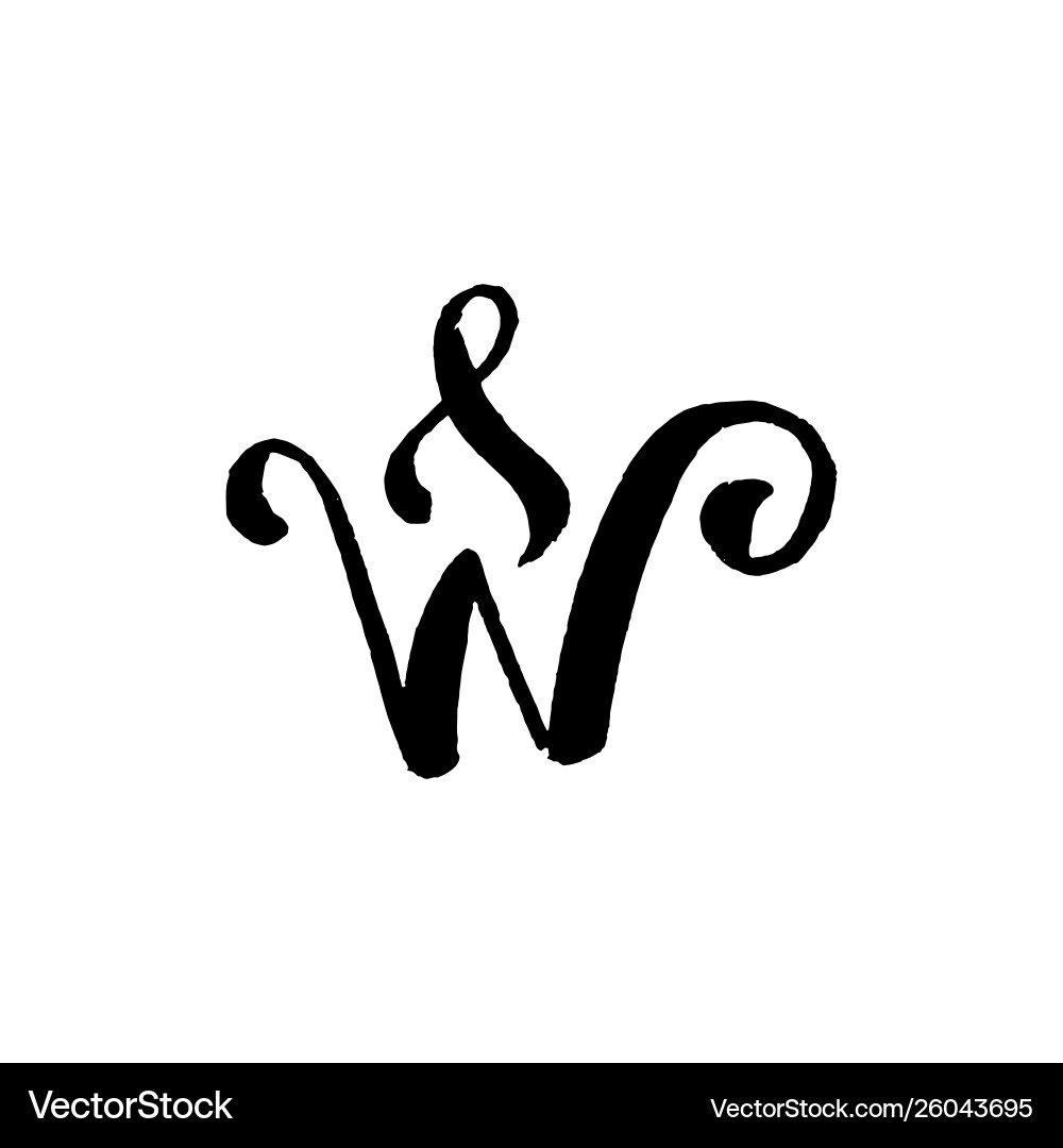 Beautiful hand written capital letter w with curls Beautiful hand written capital letter w with curls vector image