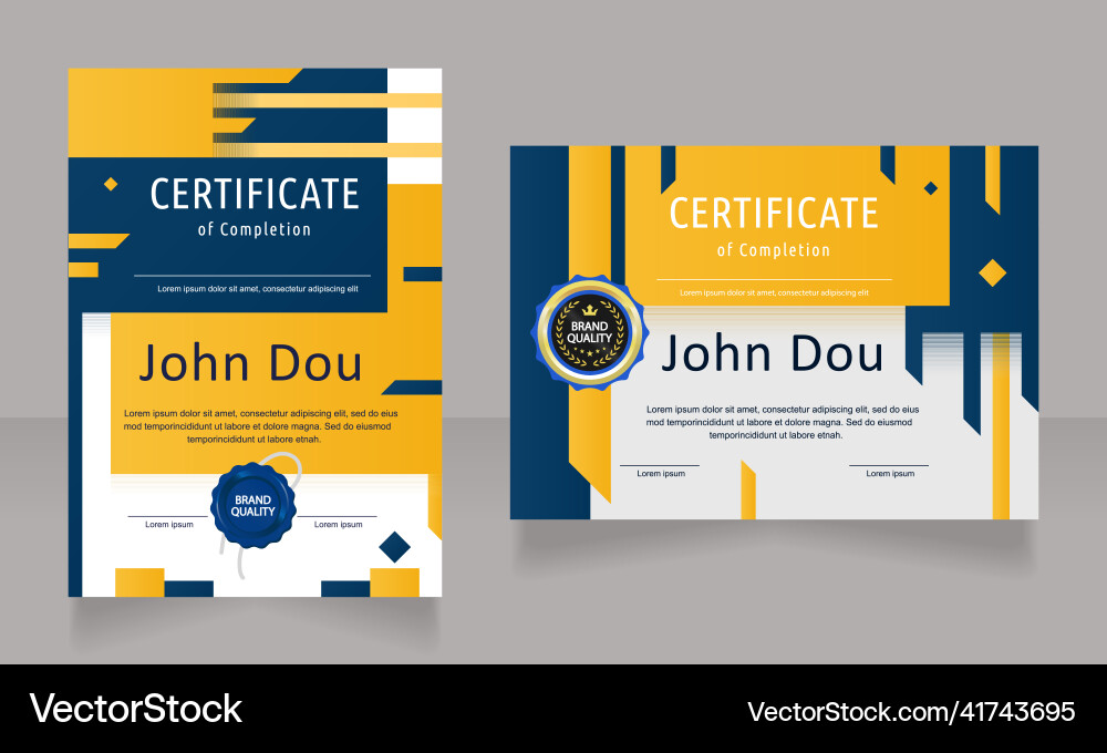 Certificates of completion design template set Certificates of completion design template set vector image