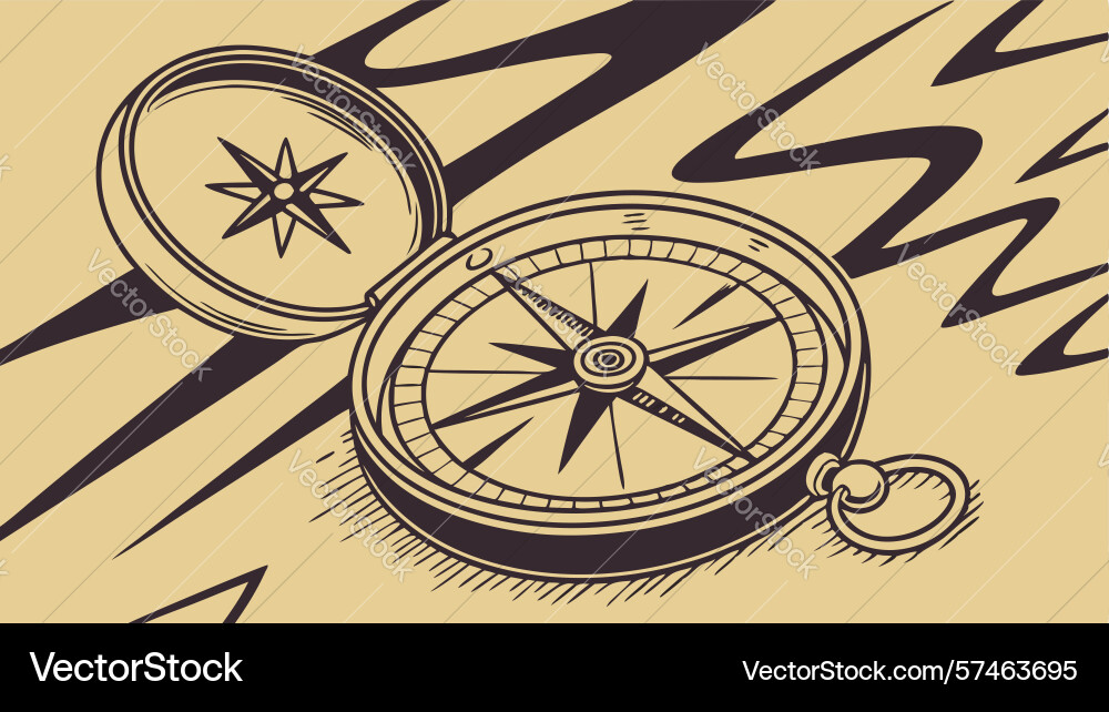 Dual compasses on abstract zigzag pattern vector image