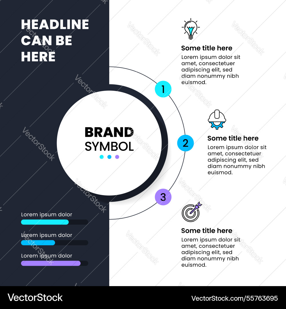 Infographic template circle with line and 3 steps Infographic template circle with line and 3 steps vector image