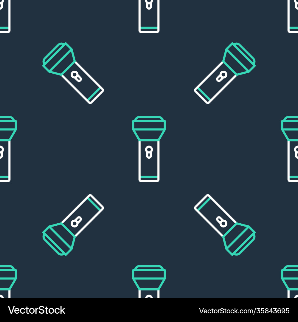 Line flashlight icon isolated seamless pattern Vector Image