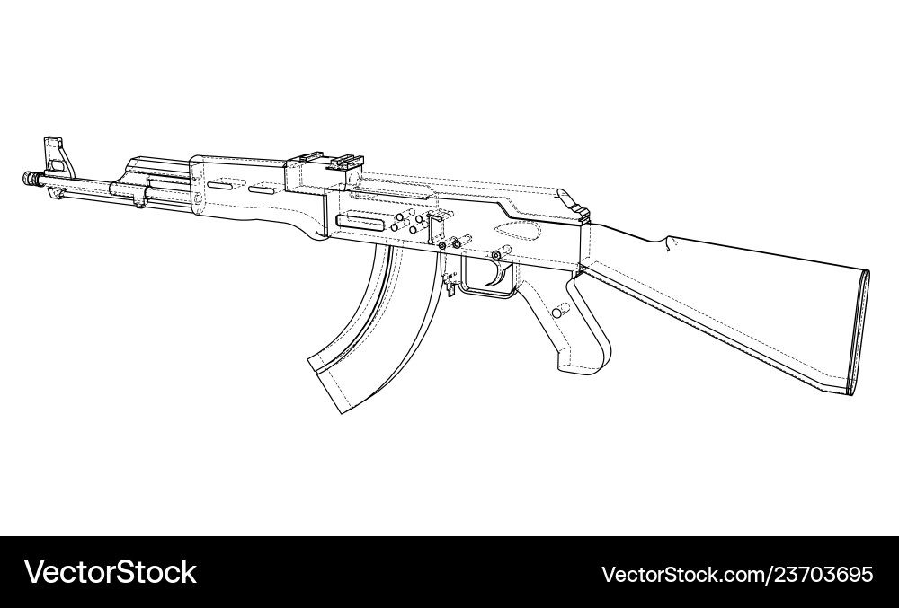 Machine gun rendering of 3d vector image