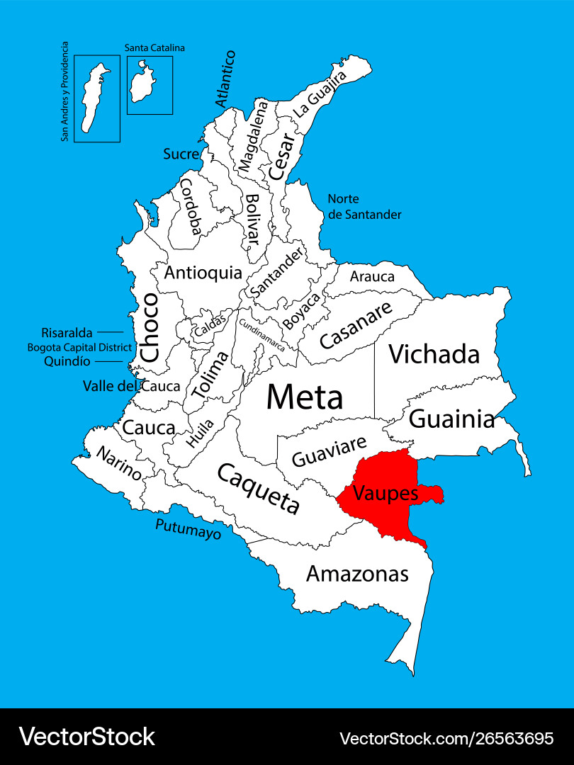 Map region vaupes colombia province Map region vaupes colombia province vector image