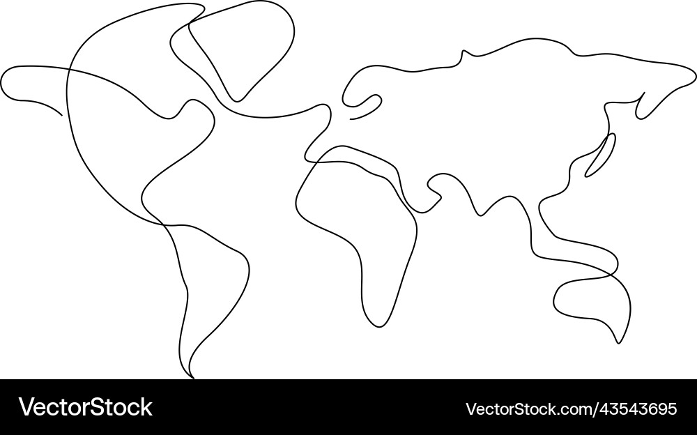 One line style world map simple modern One line style world map simple modern vector image