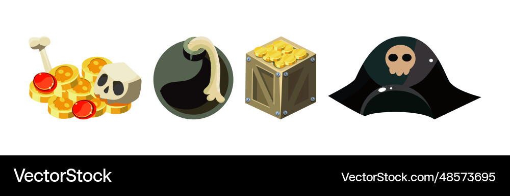 Pirate adventure game icon and element set Pirate adventure game icon and element set vector image