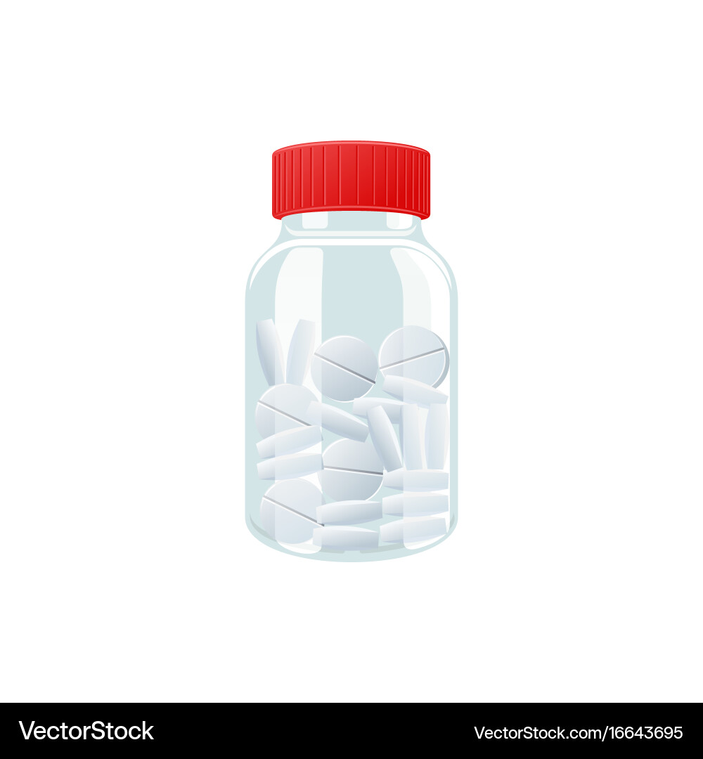 Plastic transparent bottle full of pills Vector Image