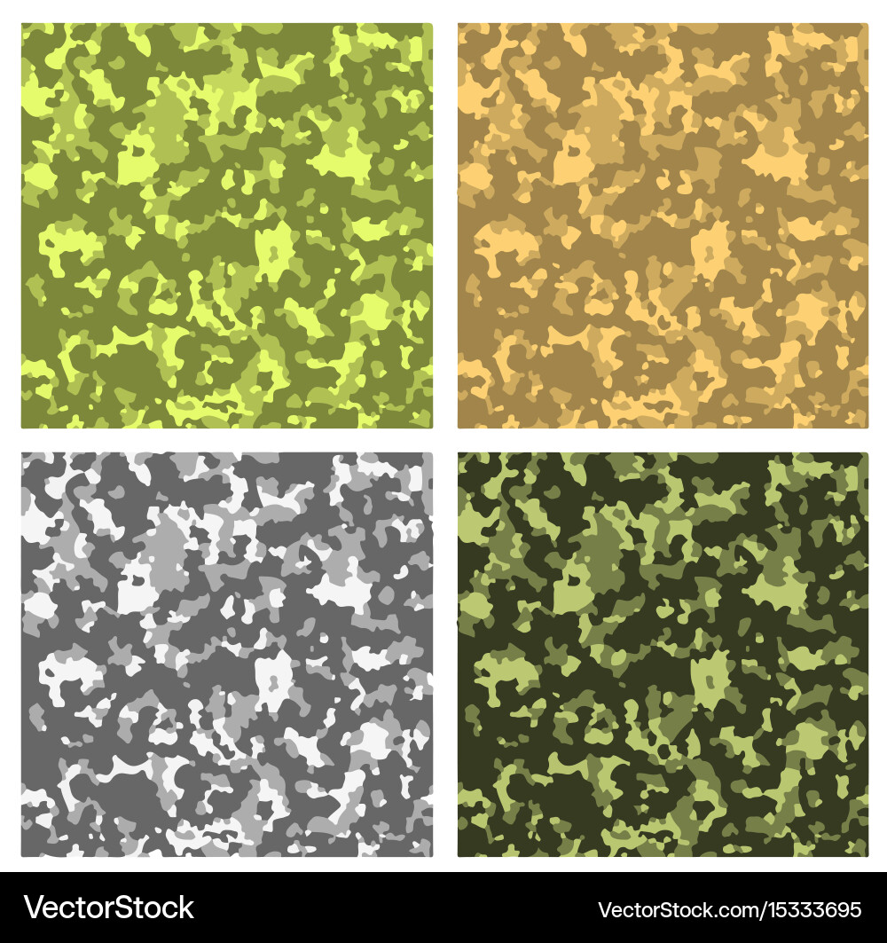 Seamless pixel camouflage patterns set background Vector Image