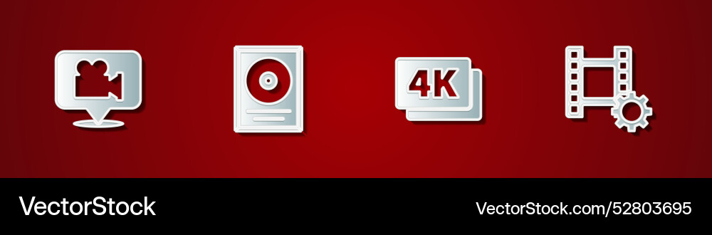 Set camera and location cd disk award in frame 4k Set camera and location cd disk award in frame 4k vector image