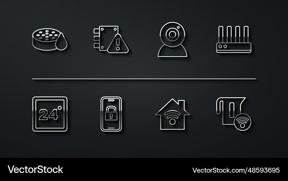 Set line water sensor thermostat router and wi Set line water sensor thermostat router and wi vector image