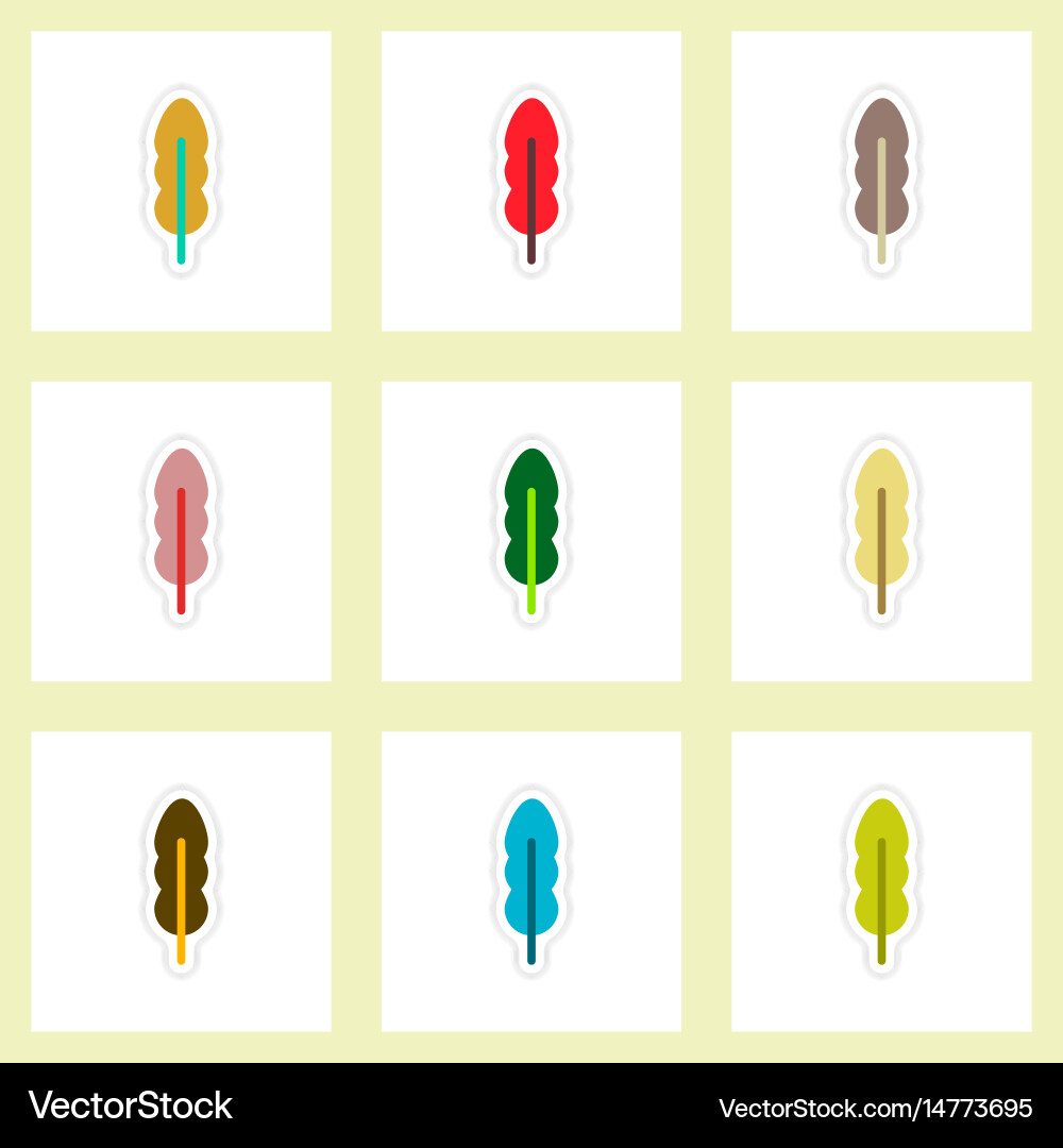 Set of labels with shadow leafs icon design Vector Image