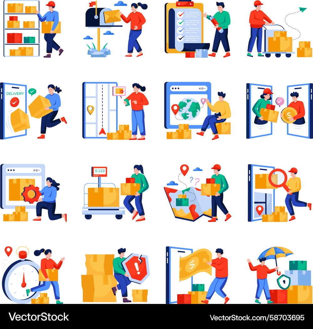 Set of logistic flat Vector Image