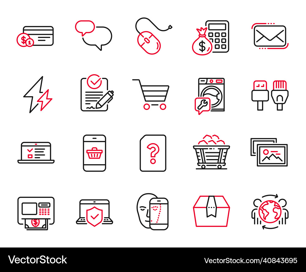Set of technology icons related to computer Set of technology icons related to computer vector image