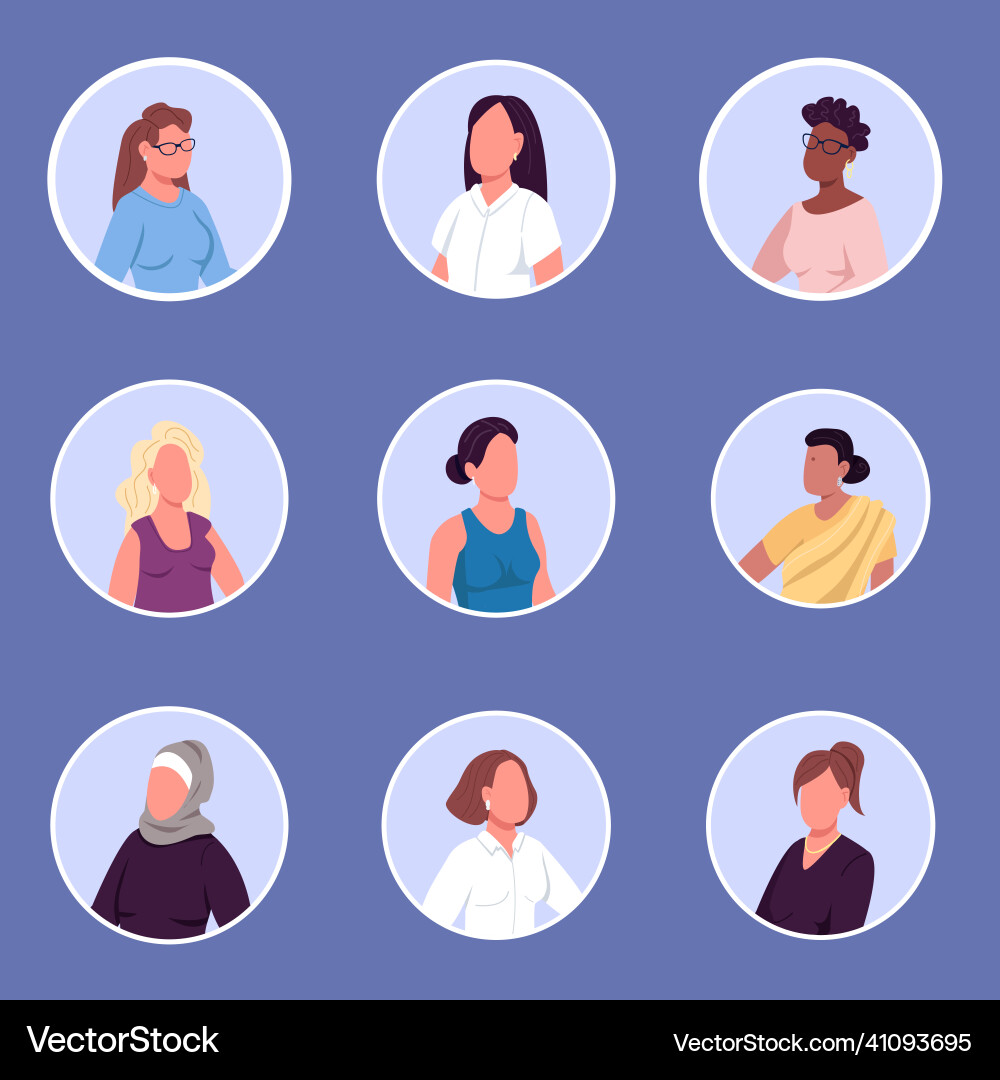 Verschiedene Nationalitäten Frauen flache Farbe faceless Verschiedene Nationalitäten Frauen flache Farbe faceless vektorbild