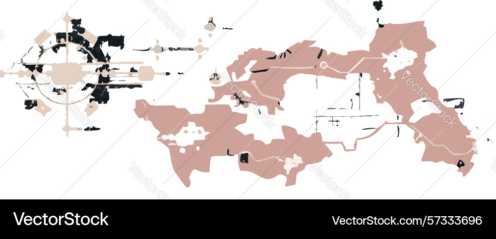 Abstract network map with fragmented continents vector image