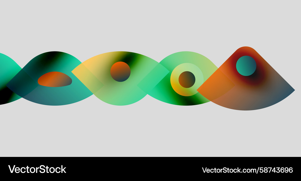 Abstract shapes overlap creating colorful wave Vector Image