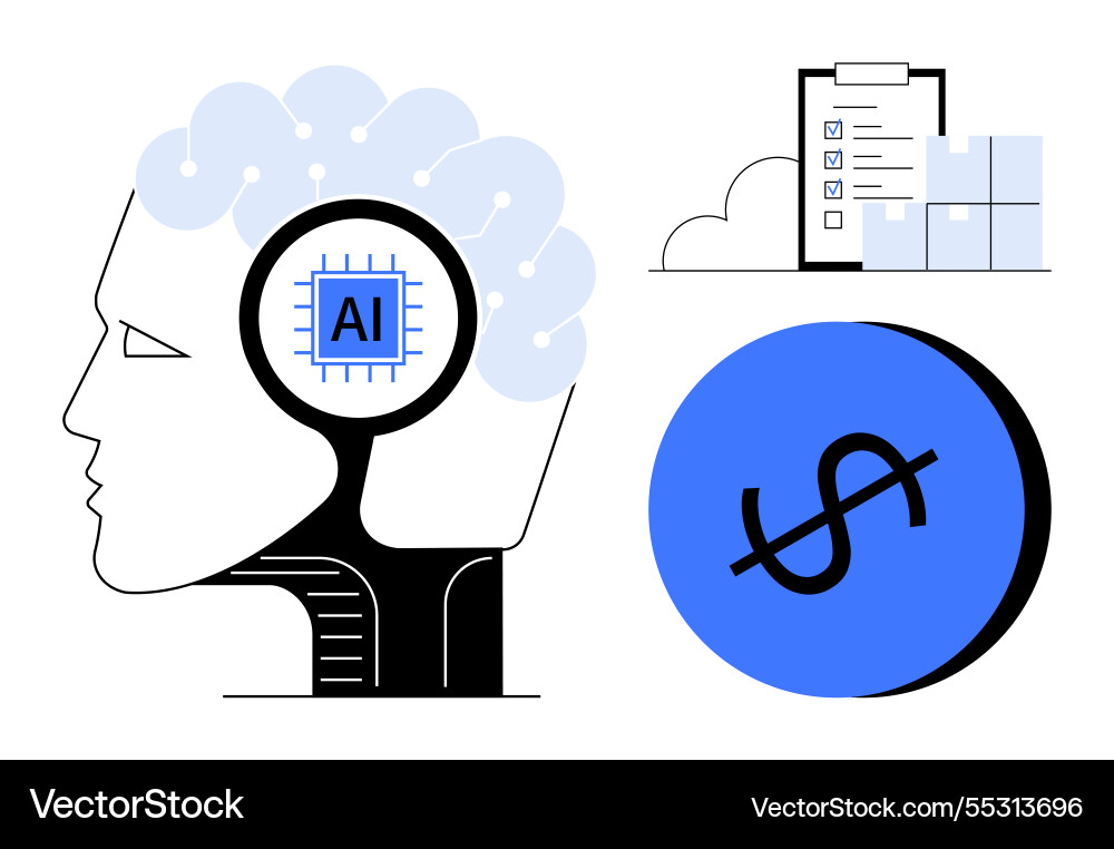 Artificial intelligence in decision-making task Artificial intelligence in decision-making task vector image