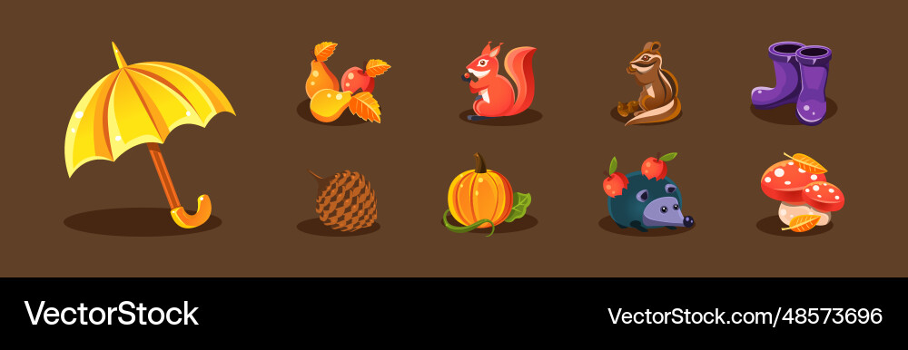 Bright autumn object and elements isolated Vector Image