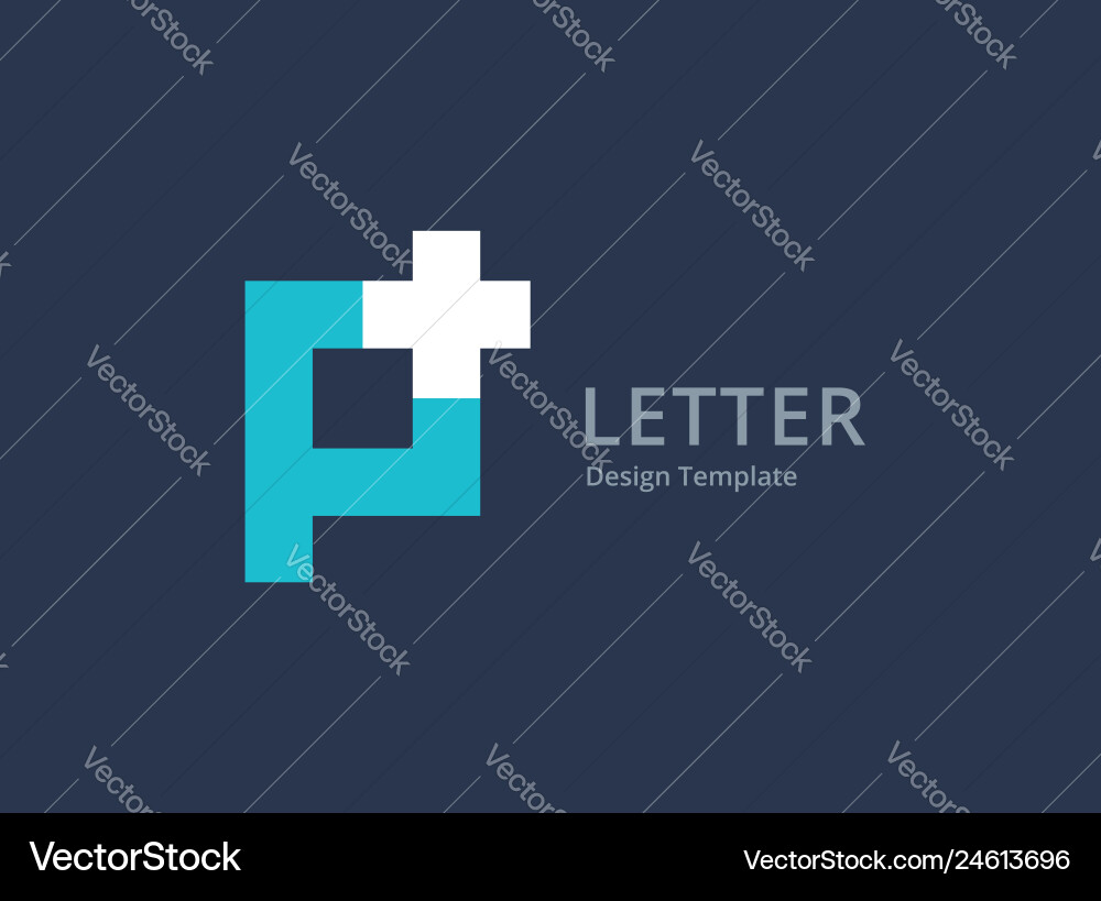 Buchstaben p Kreuz plus medizinisches Logo-Icon Design Buchstaben p Kreuz plus medizinisches Logo-Icon Design vektorbild