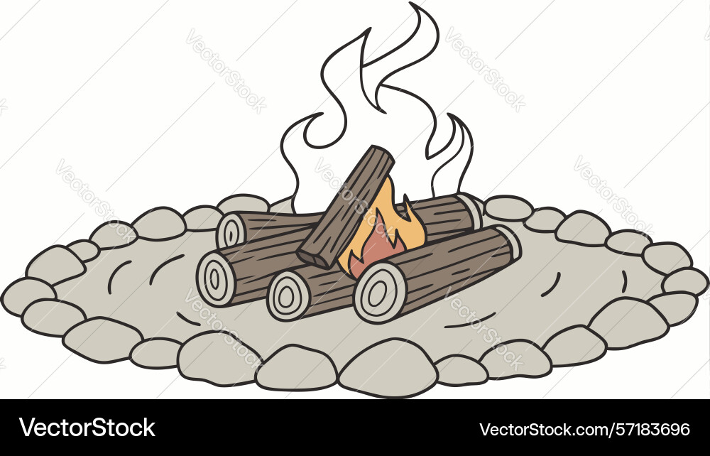 Campfire pit with logs design generative ai Vector Image