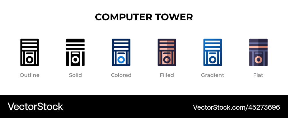 Computer tower icon in different style Vector Image
