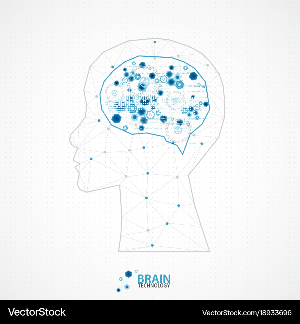 Creative brain concept background with triangular vector image