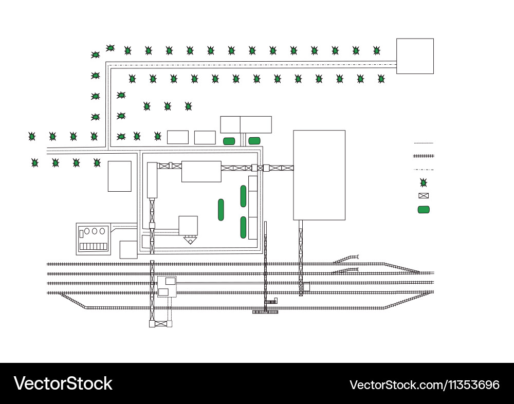 Drawing area with railroad and green spaces Vector Image