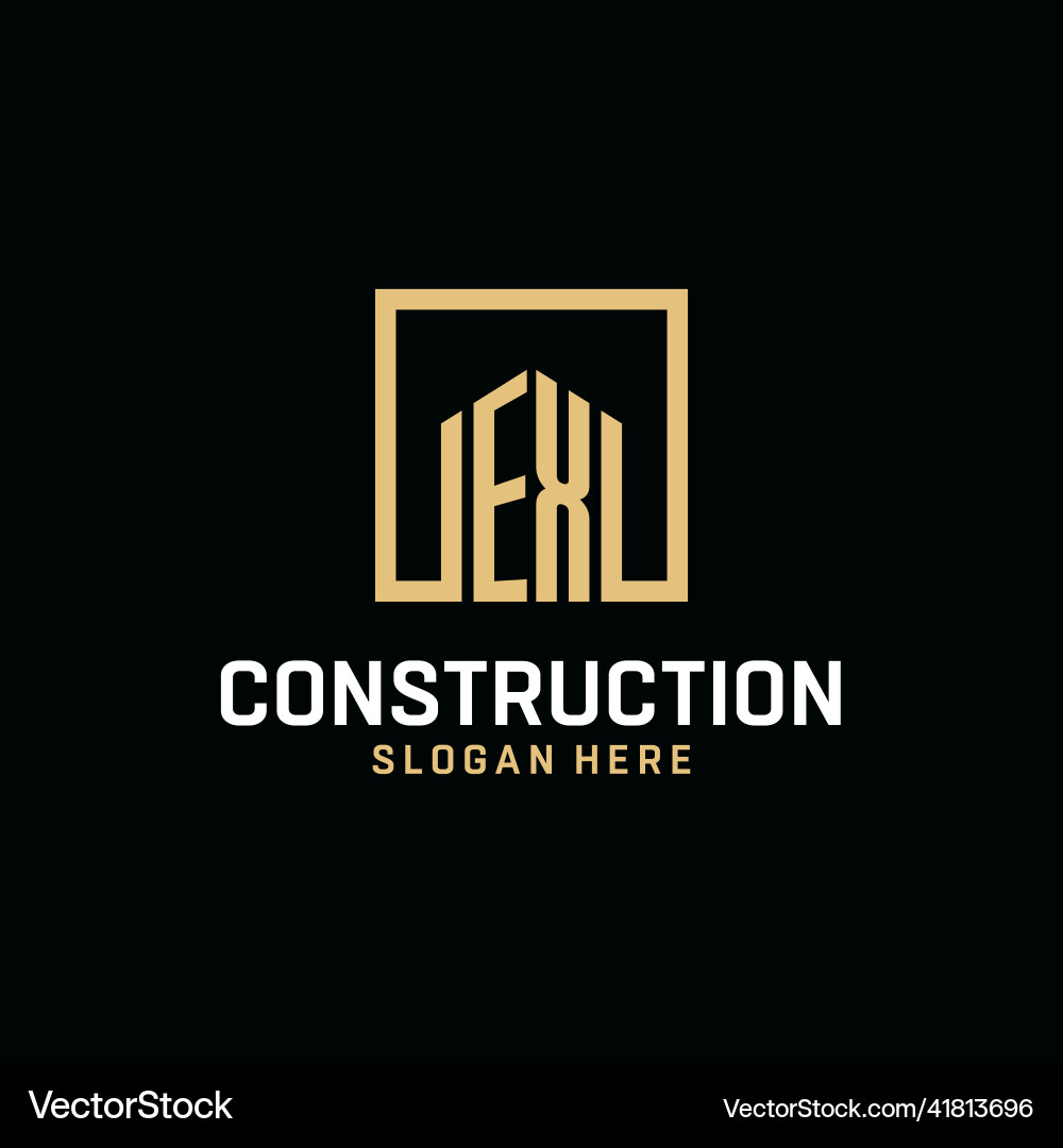 Ex initial monogram logo design with square shape Vector Image