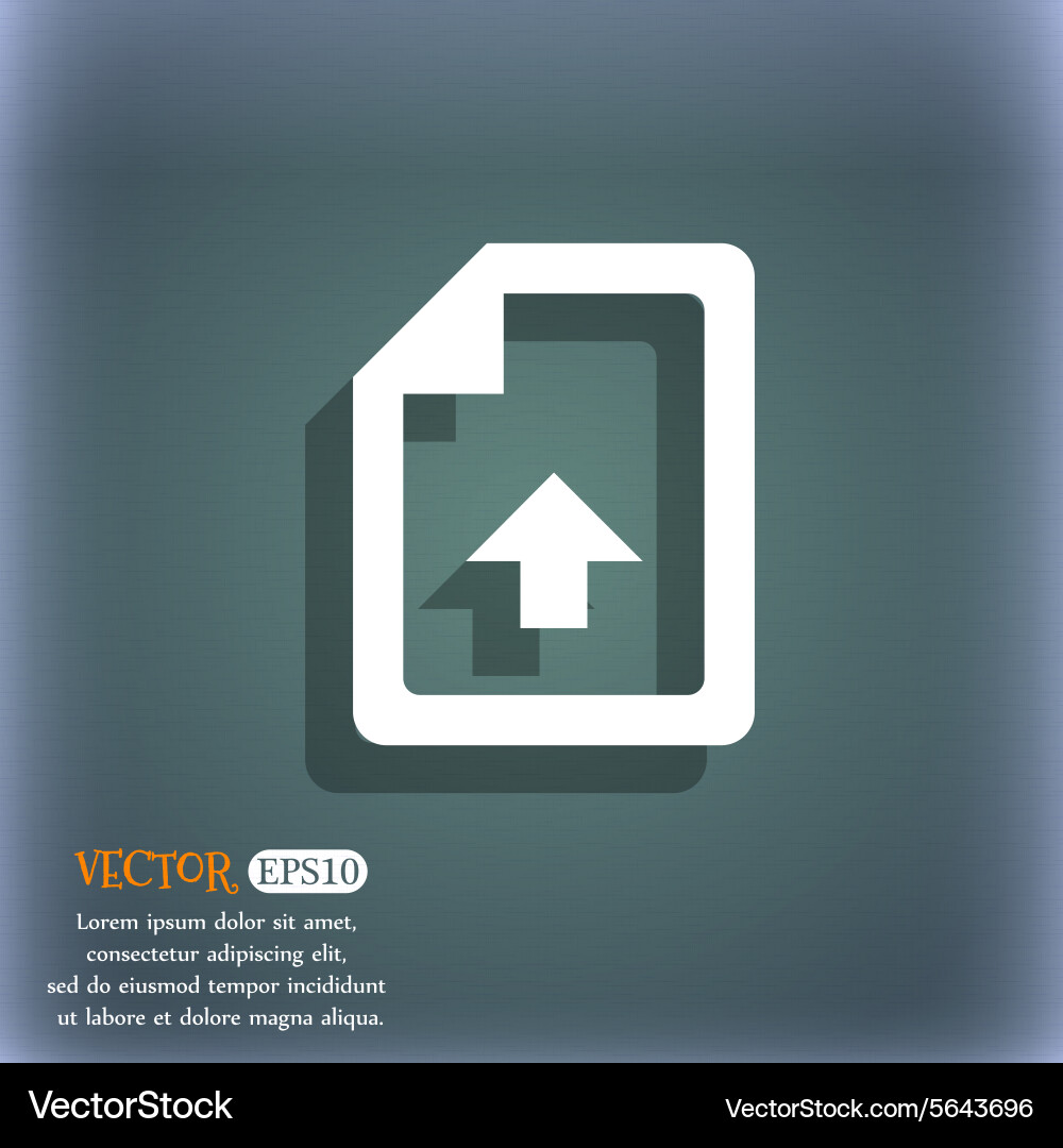 Export upload file icon symbol on the blue-green vector image