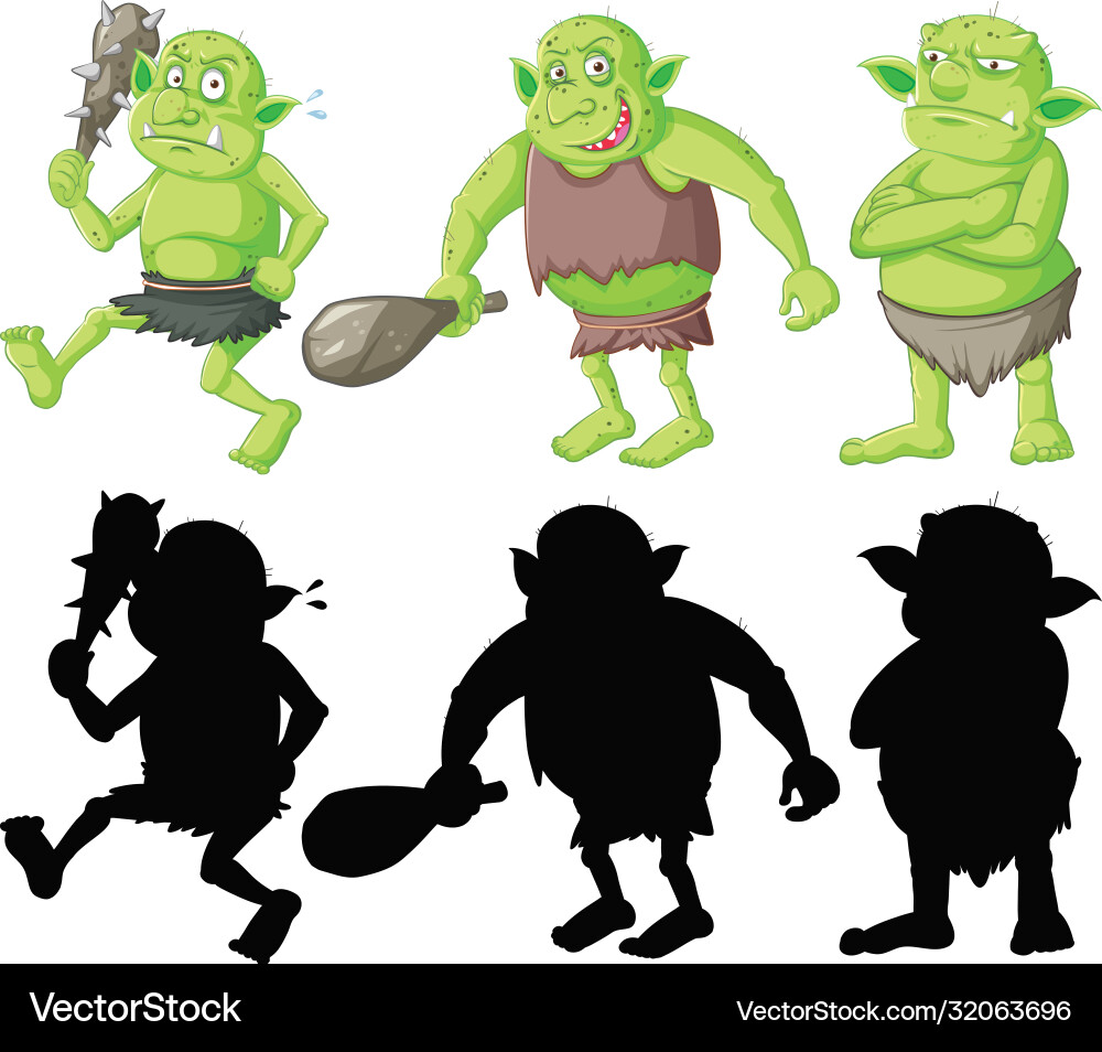 Goblin oder Troll mit Jagdwerkzeug in Farbe Goblin oder Troll mit Jagdwerkzeug in Farbe vektorbild