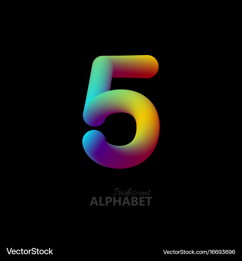 Iridescent Gradient Number 5 vector image