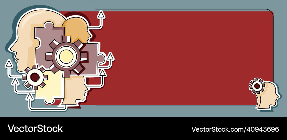 Multiple heads with cogs showing technology ideas Multiple heads with cogs showing technology ideas vector image