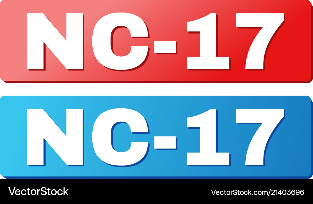 Nc-17 text on blue and red rectangle buttons vector image