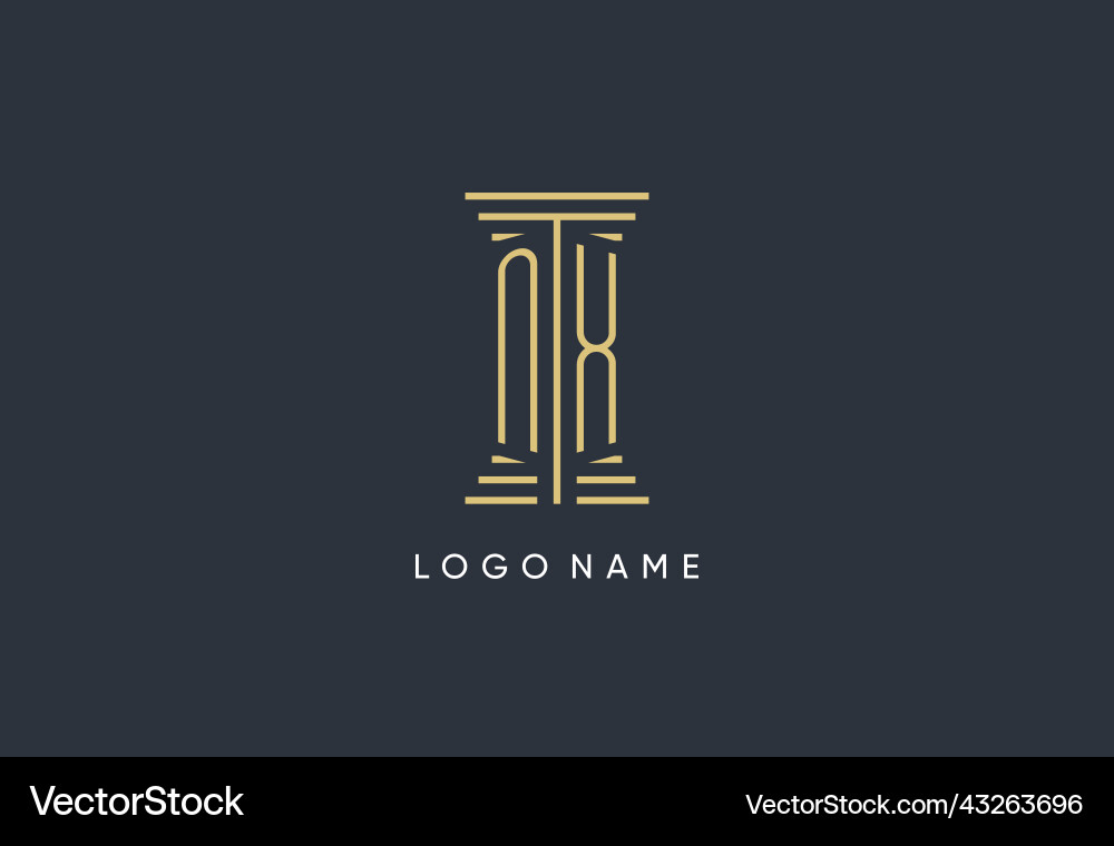 Nx initial monogram with pillar shape logo design Vector Image