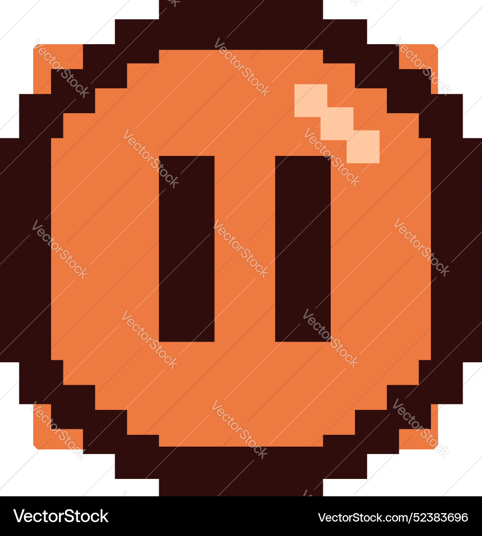 Pixel art pause button icon showing stop function vector image