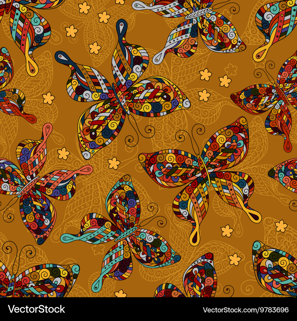 Seamless patterns with butterflies various vector image