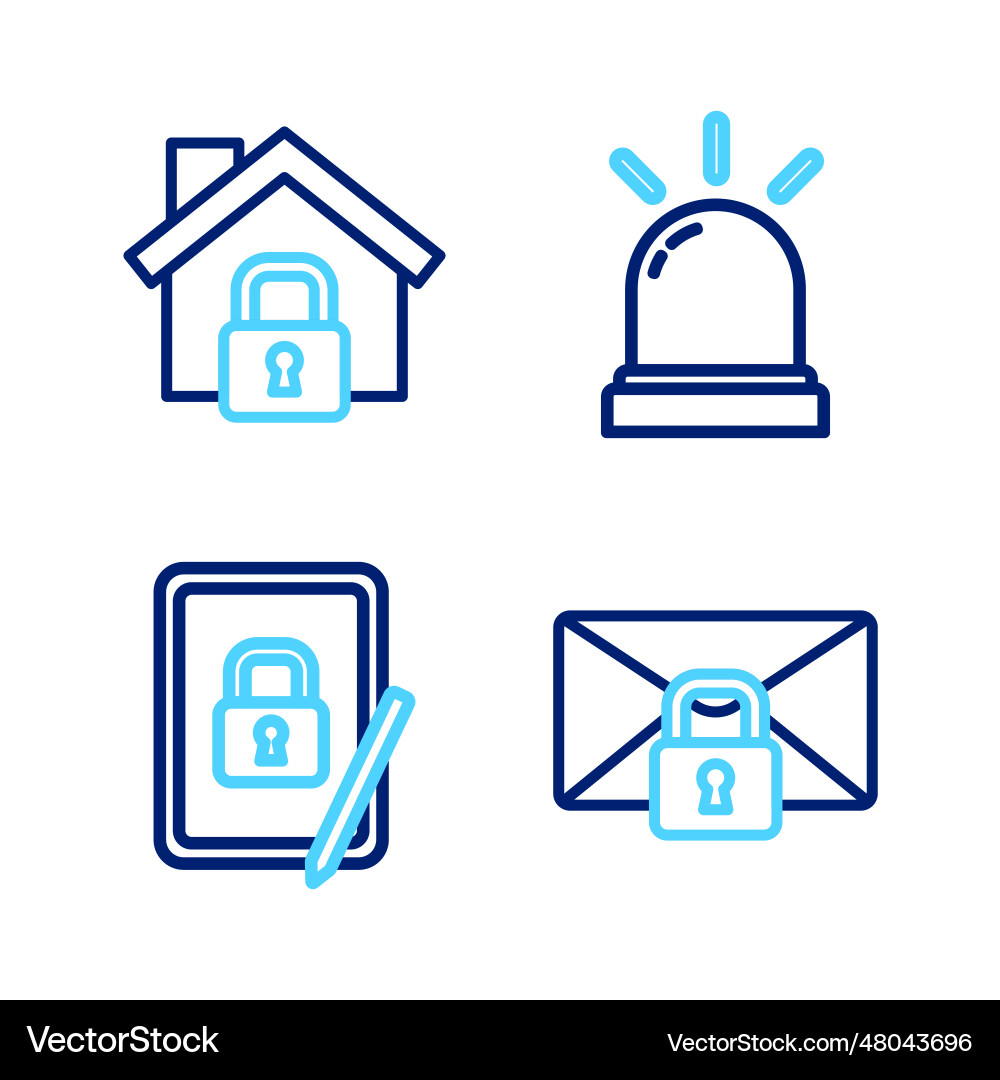 Set line mail message lock password tablet Set line mail message lock password tablet vector image