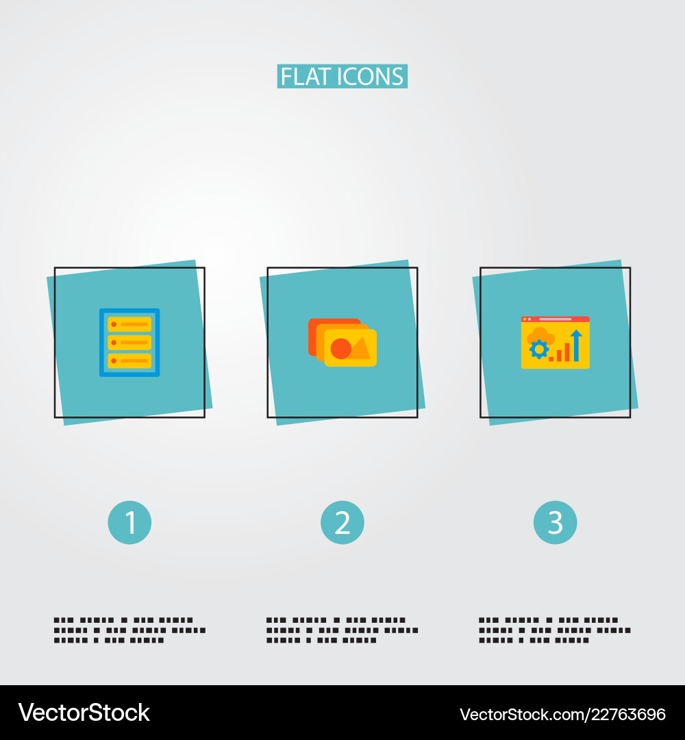 Set of website development icons flat style Set of website development icons flat style Vector Image