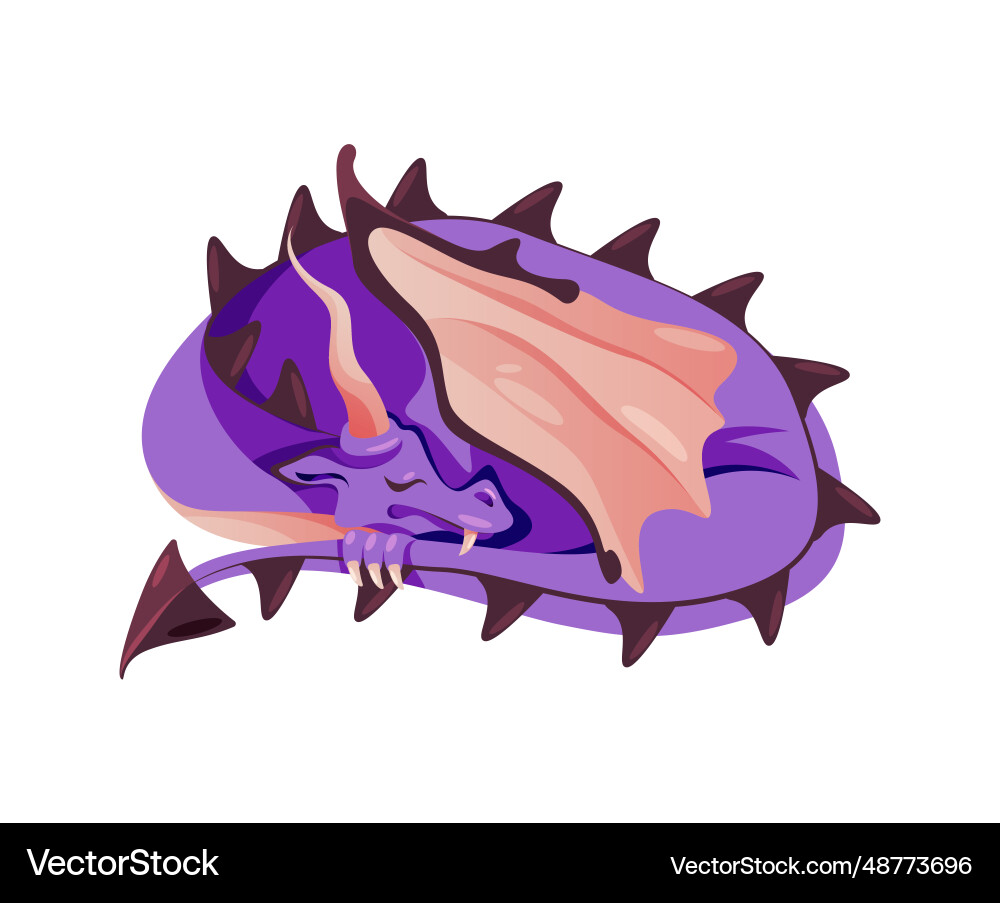 Sleeping dragon with tail and wings fairy monster vector image