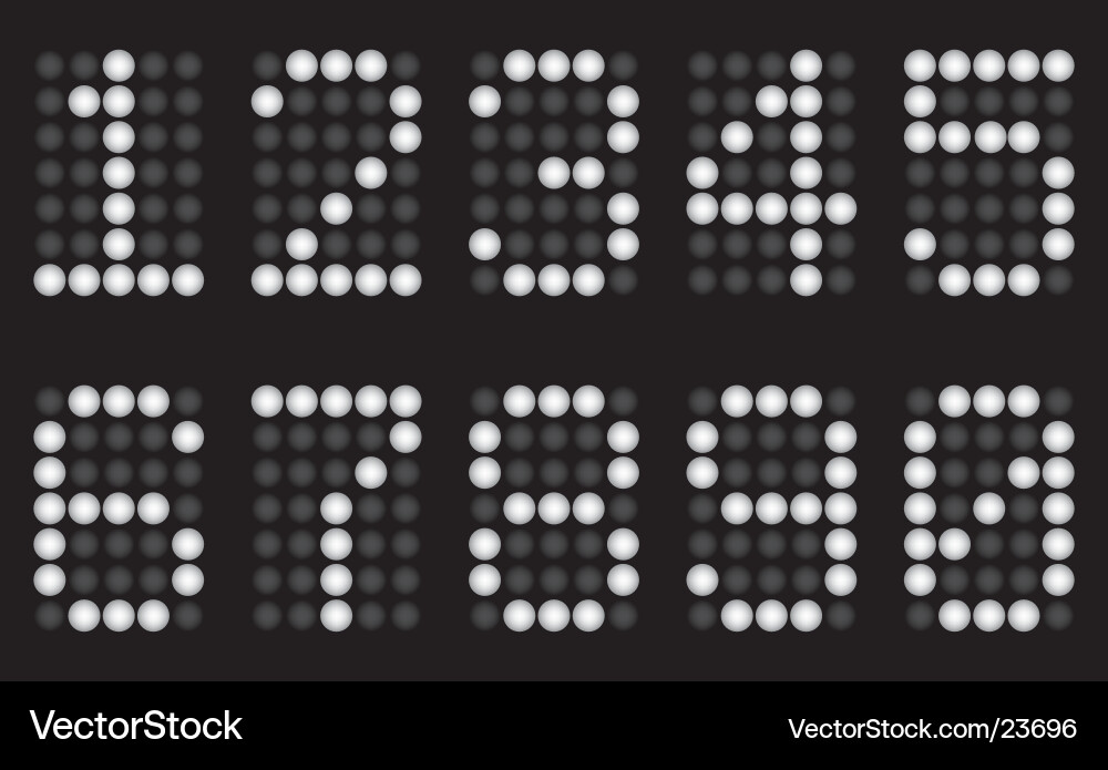 White digits for matrix display vector image