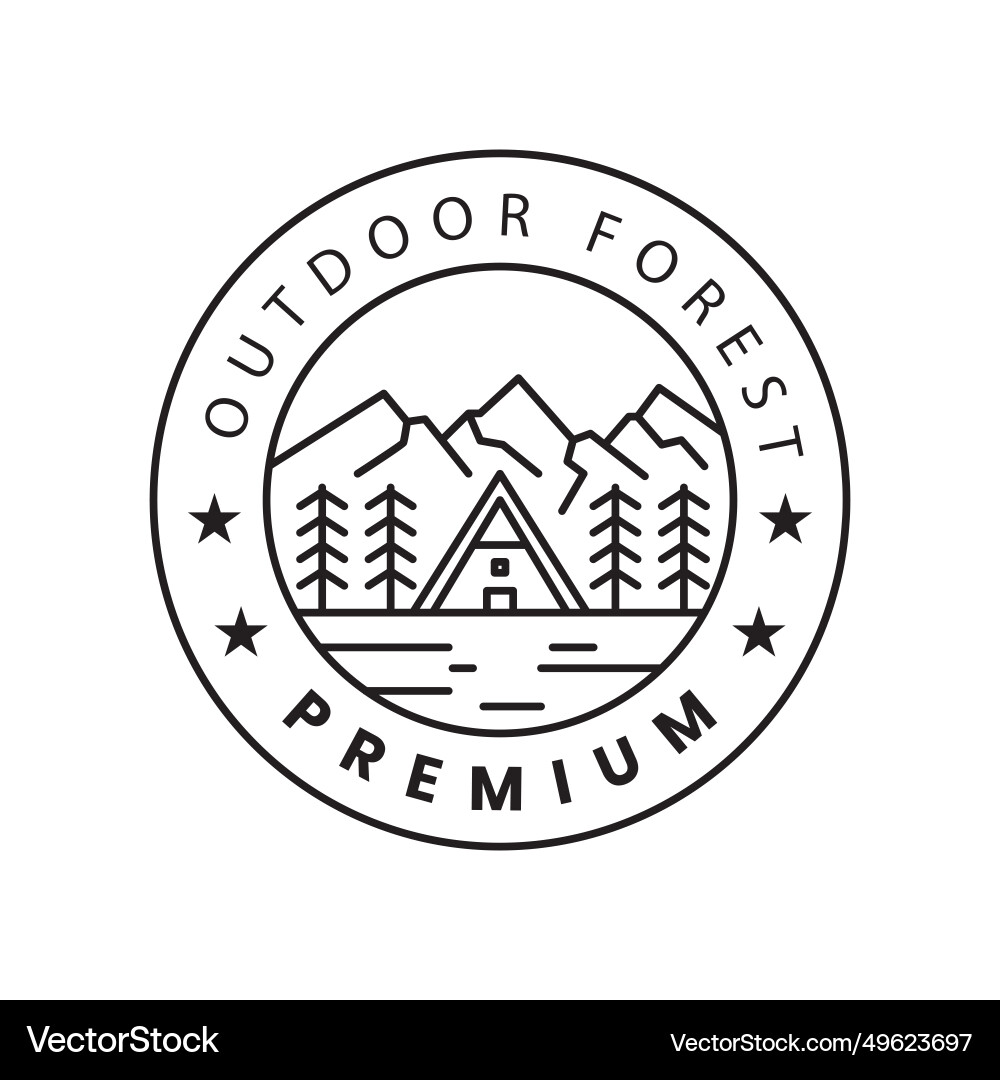 Cabin Pine Line Logo Design Bild Cabin Pine Line Logo Design Bild vektorbild