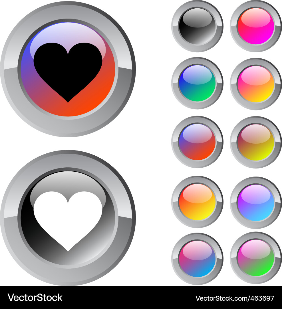 Colorful Heart Button Vector Image
