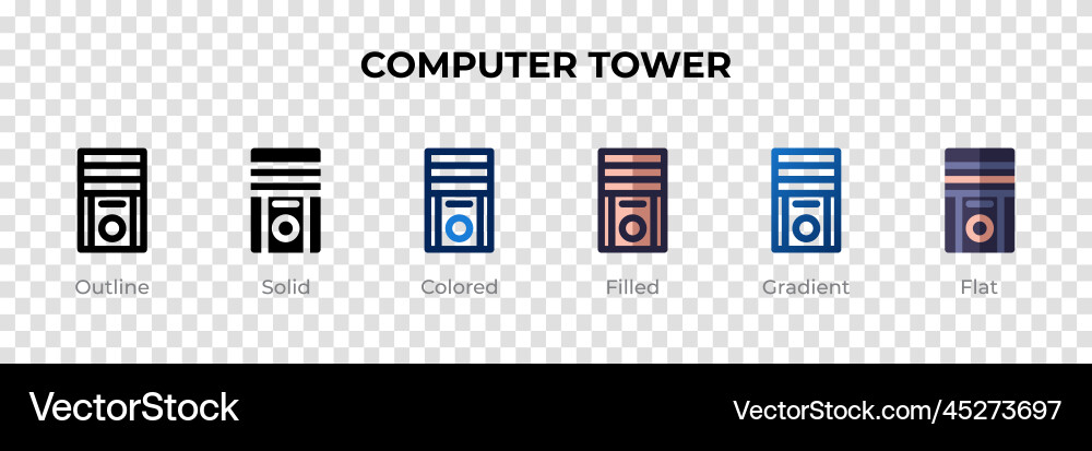 Computer tower icon in different style Computer tower icon in different style vector image