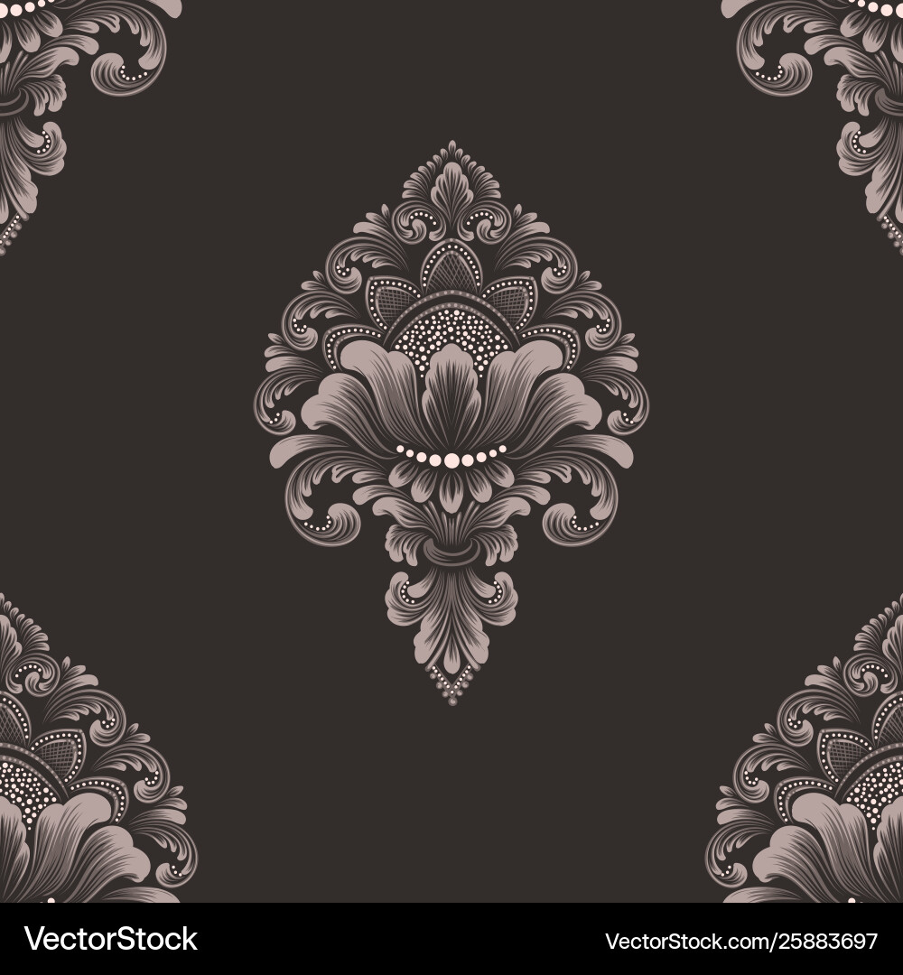 Damask seamless pattern element classical Damask seamless pattern element classical vector image
