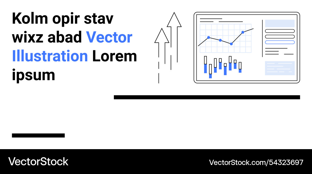 Data analytics dashboard with graphs and arrows Data analytics dashboard with graphs and arrows vector image