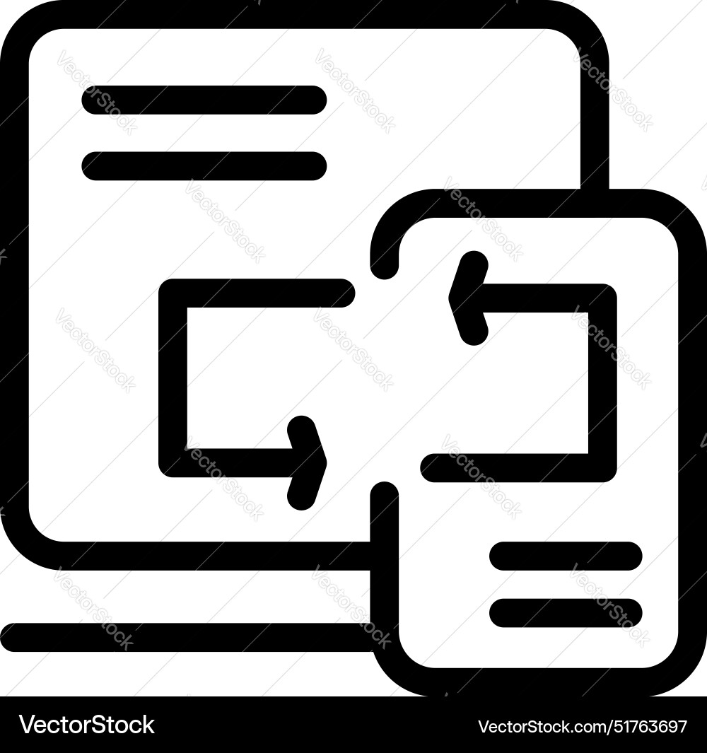 Data exchange icon showing files transferring Vector Image