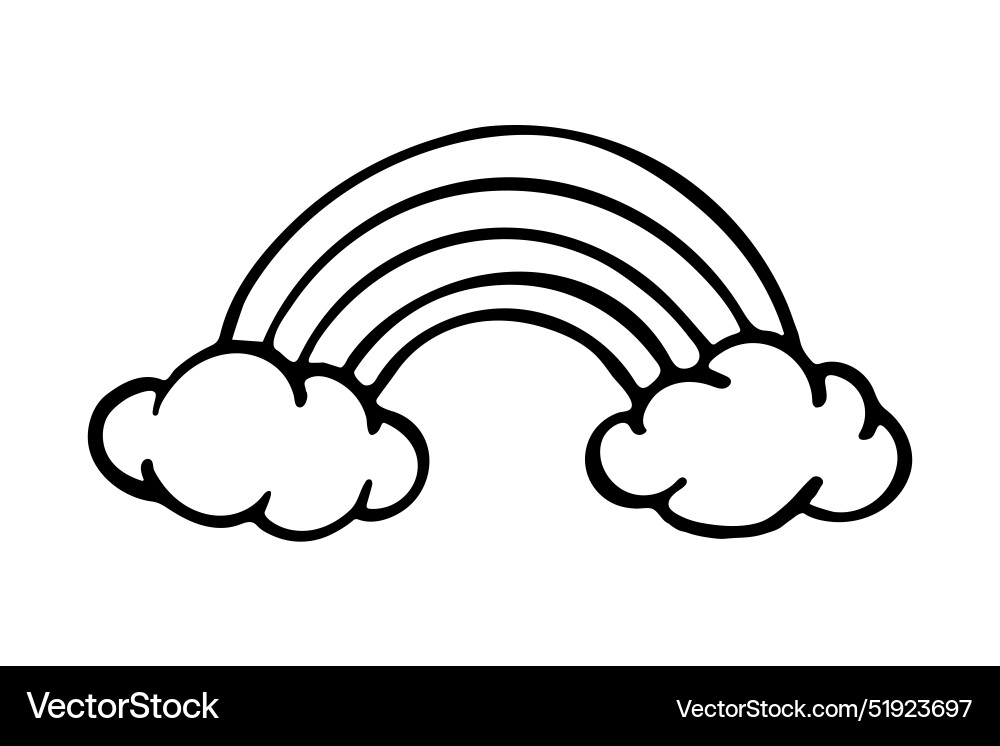 Doodle rainbow with clouds Royalty Free Vector Image